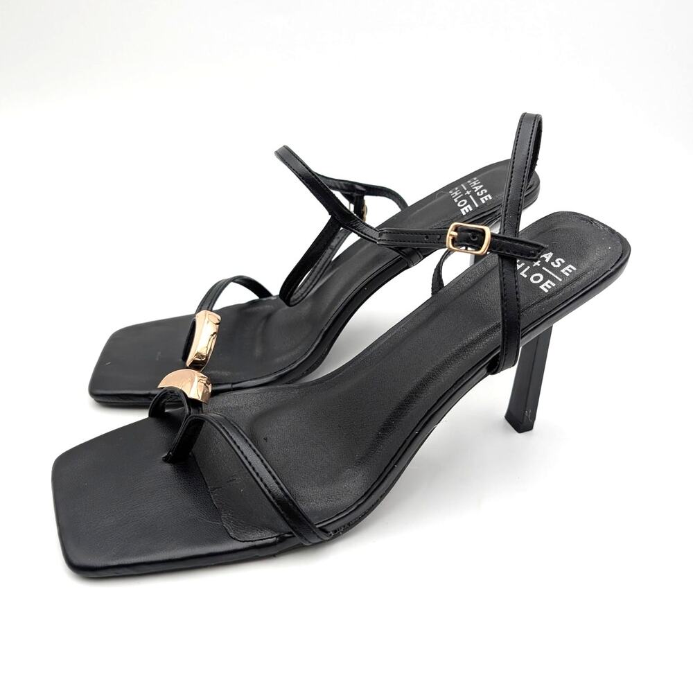 Chase & Chloe Kamiko Open Square Toe Sandals Women's Black Size US10 EU40